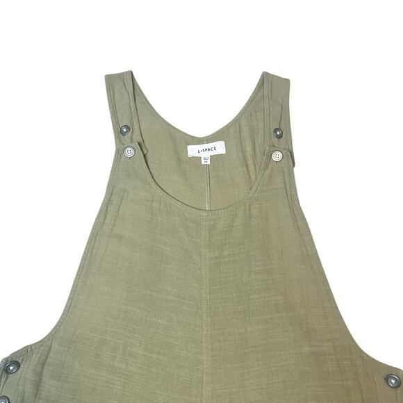 L Space Freya Jumper Relaxed Fit Cotton Jumpsuit Overalls Green Size Medium - Picture 4 of 11